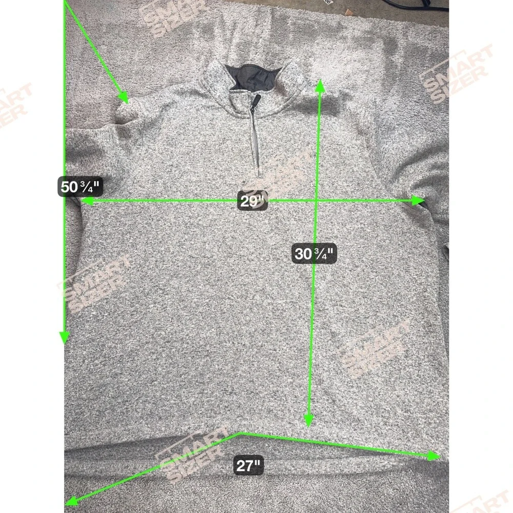 Wrangler Authentics Men's 3XL Quarter Zip Long Sleeve Gray Pullover